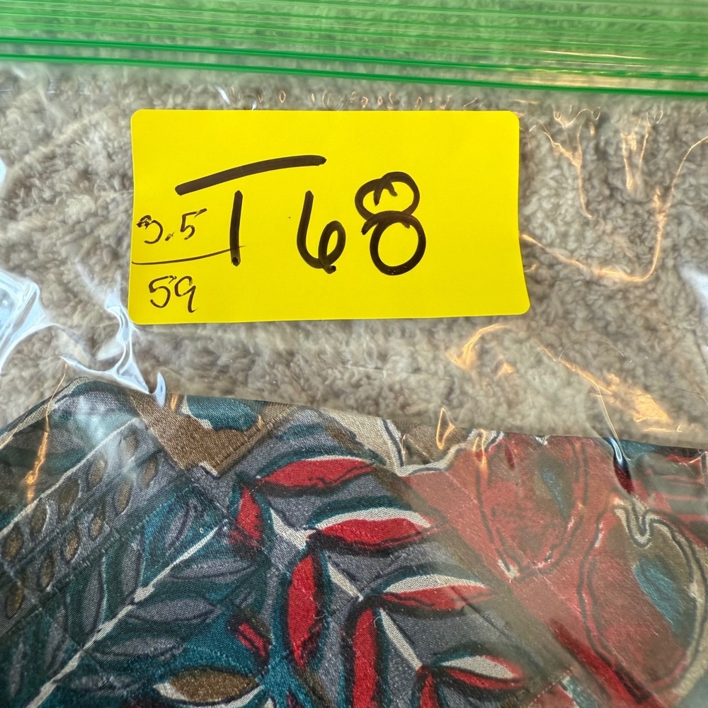 Vintage Abstract Floral Silk Tie Teal Red Geometric Handmade RN43170 3.5x59 - Picture 8 of 8